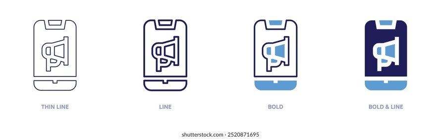 Advertisement icon in 4 different styles. Thin Line, Line, Bold, and Bold Line. Duotone style. Editable stroke.