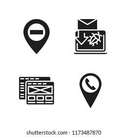 advertisement icon. 4 advertisement vector icons set. spam, phone pin and placeholder icons for web and design about advertisement theme