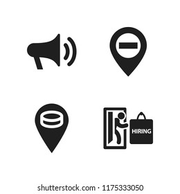 advertisement icon. 4 advertisement vector icons set. speaker symbol of voice volume, placeholder and hiring icons for web and design about advertisement theme