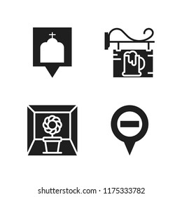advertisement icon. 4 advertisement vector icons set. signage, church sign and light box icons for web and design about advertisement theme