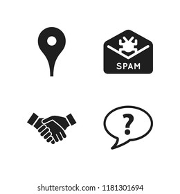 advertisement icon. 4 advertisement vector icons set. two businessmen hands salutation, placeholder and unknown topic icons for web and design about advertisement theme