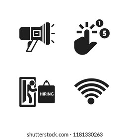 advertisement icon. 4 advertisement vector icons set. wifi sign, hiring and megaphone icons for web and design about advertisement theme