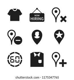 advertisement icon. 9 advertisement vector icons set. placeholder, shirt and hiring sign icons for web and design about advertisement theme