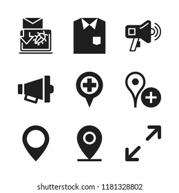 advertisement icon. 9 advertisement vector icons set. placeholder, maximize and spam icons for web and design about advertisement theme