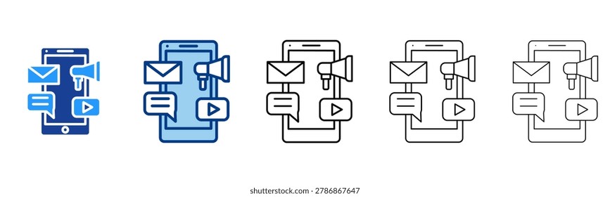 Advertisement Icon In Different Color And Outline Style