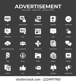 Advertisement icon pack with white color