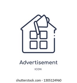 advertisement icon from real estate outline collection. Thin line advertisement icon isolated on white background.