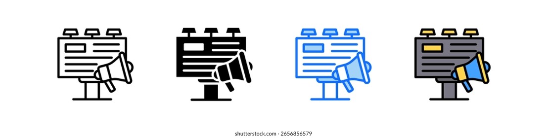 Advertisement Icon Set Multiple Style Collection