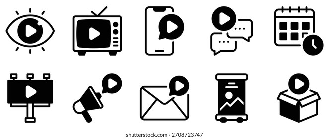 Icono de publicidad Vector de estilo de mezcla sólida para la campaña de marketing App ui Anuncio de Web de promoción y diseño de marca de medios digitales