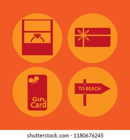 advertisement icon. advertisement vector icons set beach direction, gift card and wedding ring