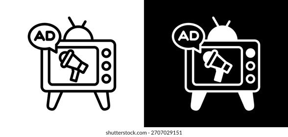 Icono de la publicidad Ilustración vectorial whiteblack
