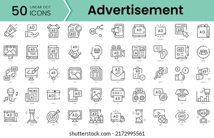advertisement Icons bundle. Linear dot style Icons. Vector illustration