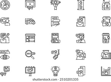Die Advertisement Icons Collection ist eine Vektorgrafik mit bearbeitbarem Strich.