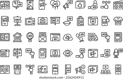 Advertisement icons High-Quality Vector Icons Collection with Editable Stroke. Ideal for Professional and Creative Projects.