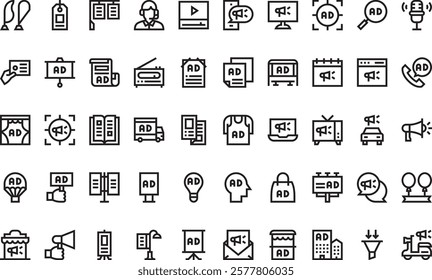 Advertisement icons High-Quality Vector Icons Collection with Editable Stroke. Ideal for Professional and Creative Projects.