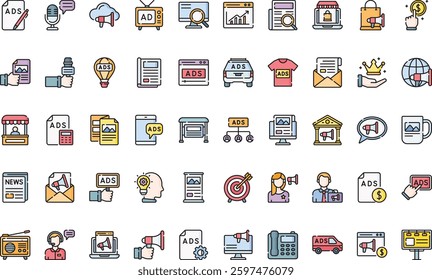 Advertisement icons High-Quality Vector Icons Collection with Editable Stroke. Ideal for Professional and Creative Projects.