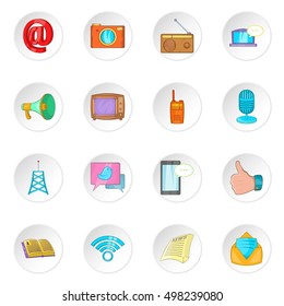Advertisement icons set. Cartoon illustration of 16 advertisement vector icons for web