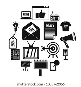 Advertisement icons set in simple style. Marketing set collection. vector illustration