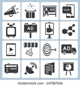 Advertisement Icons Set, Vector, Marketing Icons Set