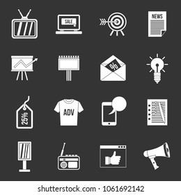 Advertisement icons set vector white isolated on grey background 
