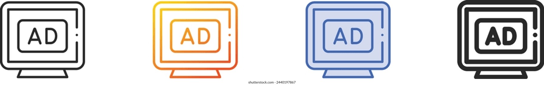 Advertisement icon.Thin Linear, Gradient, Blue Stroke and bold Style Design Isolated On White Background