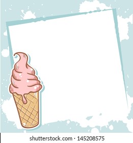 Advertisement invitation card with delicious ice-cream