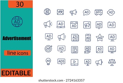 Advertisement Line Editable  Icon Set