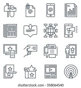 Advertisement, marketing icon set suitable for info graphics, websites and print media. Black and white flat line icons.