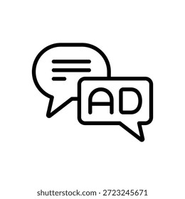 Icono del masaje del anuncio, gráfico del Vector de la línea