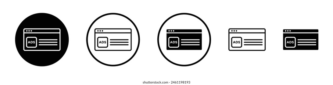 Advertisement Media Icons. PPC and Digital Ads Vector Symbols.