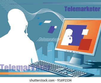Advertisement for Professional Operator with a headset on blue background