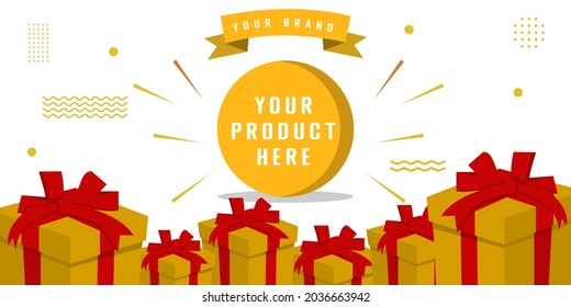 advertisement promotion banner with lot of gift for your brand or business