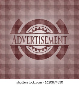 Advertisement red badge with geometric pattern background. Seamless.