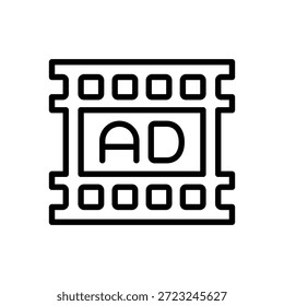 Icono del carrete del anuncio, gráficos del Vector de línea