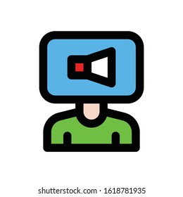 advertisement related megaphone on avatar vector with editable stroke