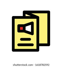 advertisement related megaphone on brochure vector with editable stroke