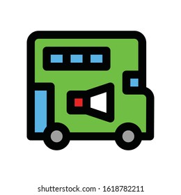 advertisement related megaphone on bus vector with editable stroke