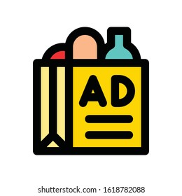 advertisement related written text on glossary vector with editable stroke