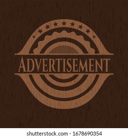 Anuncio emblema de madera retro. Ilustración vectorial.