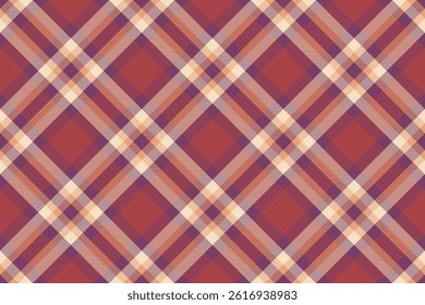 Advertisement seamless check fabric, print pattern texture background. 1960s plaid tartan textile vector in pink and red colors palette.