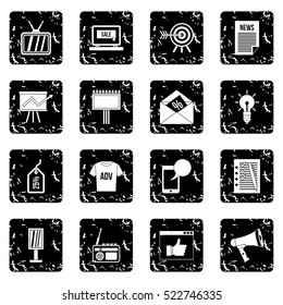 Advertisement set icons in grunge style isolated on white background. Vector illustration