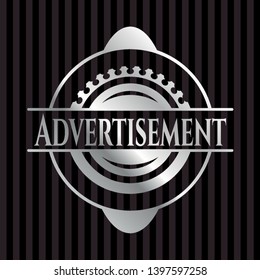 Advertisement silvery badge or emblem. Vector Illustration. Mosaic.