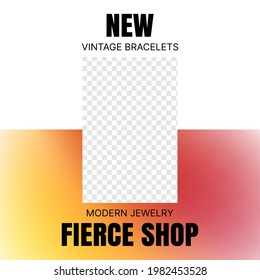 Advertisement Square Banner for Shop with Transparent Background. Vector illustration