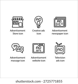 Advertisement Store, Kreative Anzeigen, Anzeigenzeitung, Werbemassage, Werbe-Website, Fernsehwerbung, Symbol