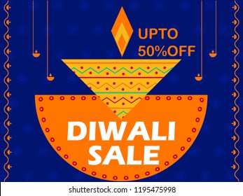 Advertisement template for shopping Sale Promotion Offer for Happy Diwali Festival of India in vector