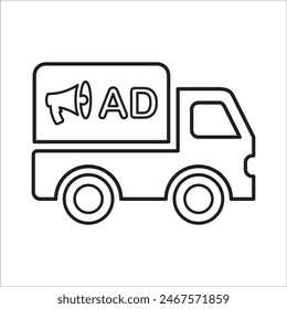 Grafik für die Vektorgrafik der Symbollinie des Werbetruckwagens