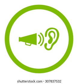 Advertisement vector icon. This rounded flat symbol is drawn with eco green color on a white background.