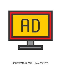 Advertisement vector, Online shopping filled design icon editable outline