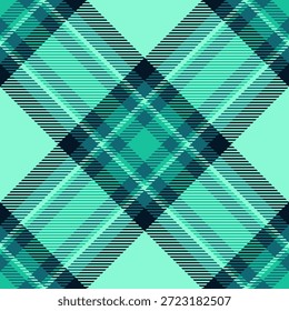 Textil de textura de Vector, lujoso control de tela de tartán. Volver a la escuela sin fisuras patrón de fondo de cuadros en la paleta de colores verde azulado y cian.