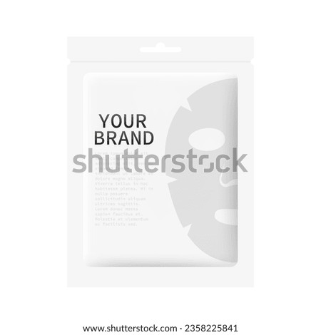 Advertisement for white face mask cosmetics. Face mask packaging design. Realistic Packaging design cosmetics. Mockup package for mask. Vector illustration